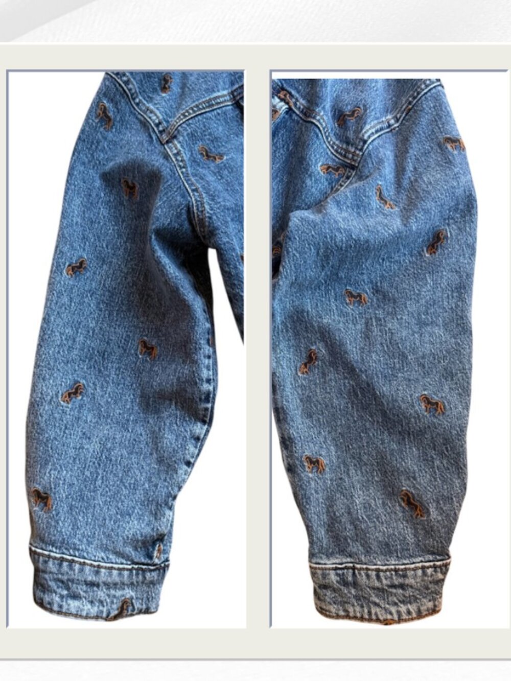 Avec Les Filles Horse Embroidered Ombre Trucker Jacket XL Denim Artisan Wash - Picture 8 of 17
